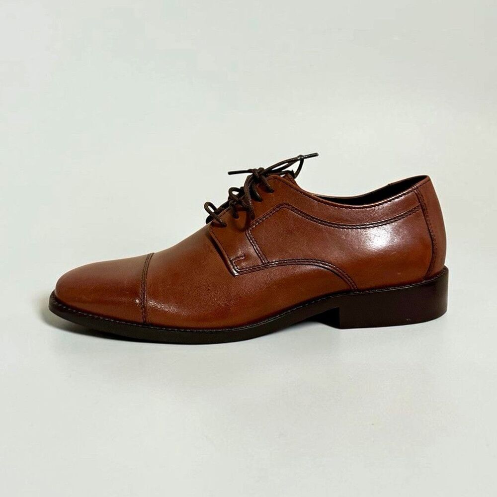 J Murphy Johnston Murphy Novick Cap Toe Mens 8.5 M Tan Leather Dress Shoes